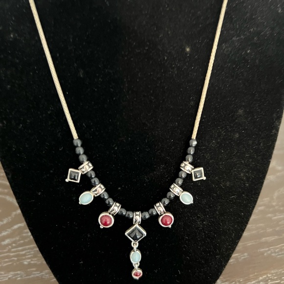 Laura Vann Bezel Set Stone Silver Tone Silver Red Black Blue Costume Jewelry - Picture 5 of 10